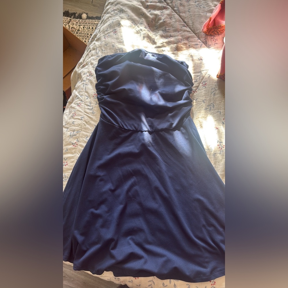 Elegant Navy Strapless Dress
